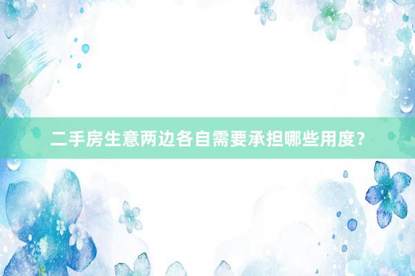 二手房生意两边各自需要承担哪些用度？